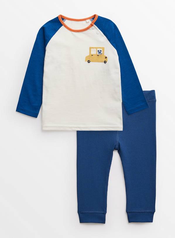 Blue Raglan T-Shirt & Ribbed Leggings Set 18-24 months